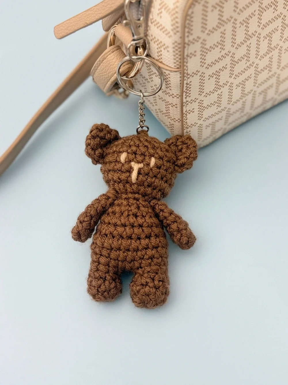 Handmade Crochet Brown Bear Keychain Amigurumi
